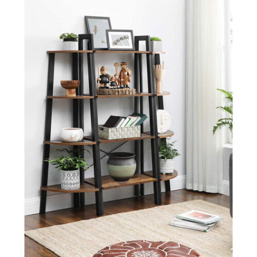 Corner Shelving Unit Small Vintage Industrial Bookcase Tall Rustic Storage Cabinet 1