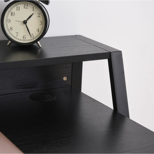Small Writing Desk Industrial Computer PC Table Black Metal Office Workstation 1