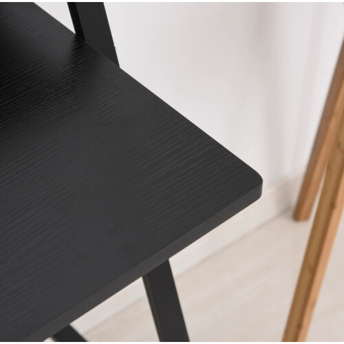 Small Writing Desk Industrial Computer PC Table Black Metal Office Workstation 2