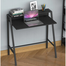 Small Writing Desk Industrial Computer PC Table Black Metal Office Workstation