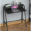 Small Writing Desk Industrial Computer PC Table Black Metal Office Workstation 1
