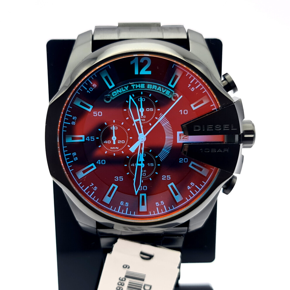 NEW DIESEL MEGA CHIEF DZ4318 STAINLESS STEEL BLACK PLATED MENS WATCH