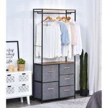 Metal Open Wardrobe Industrial Storage Cabinet Tall Clothes Hanger Coat Rack