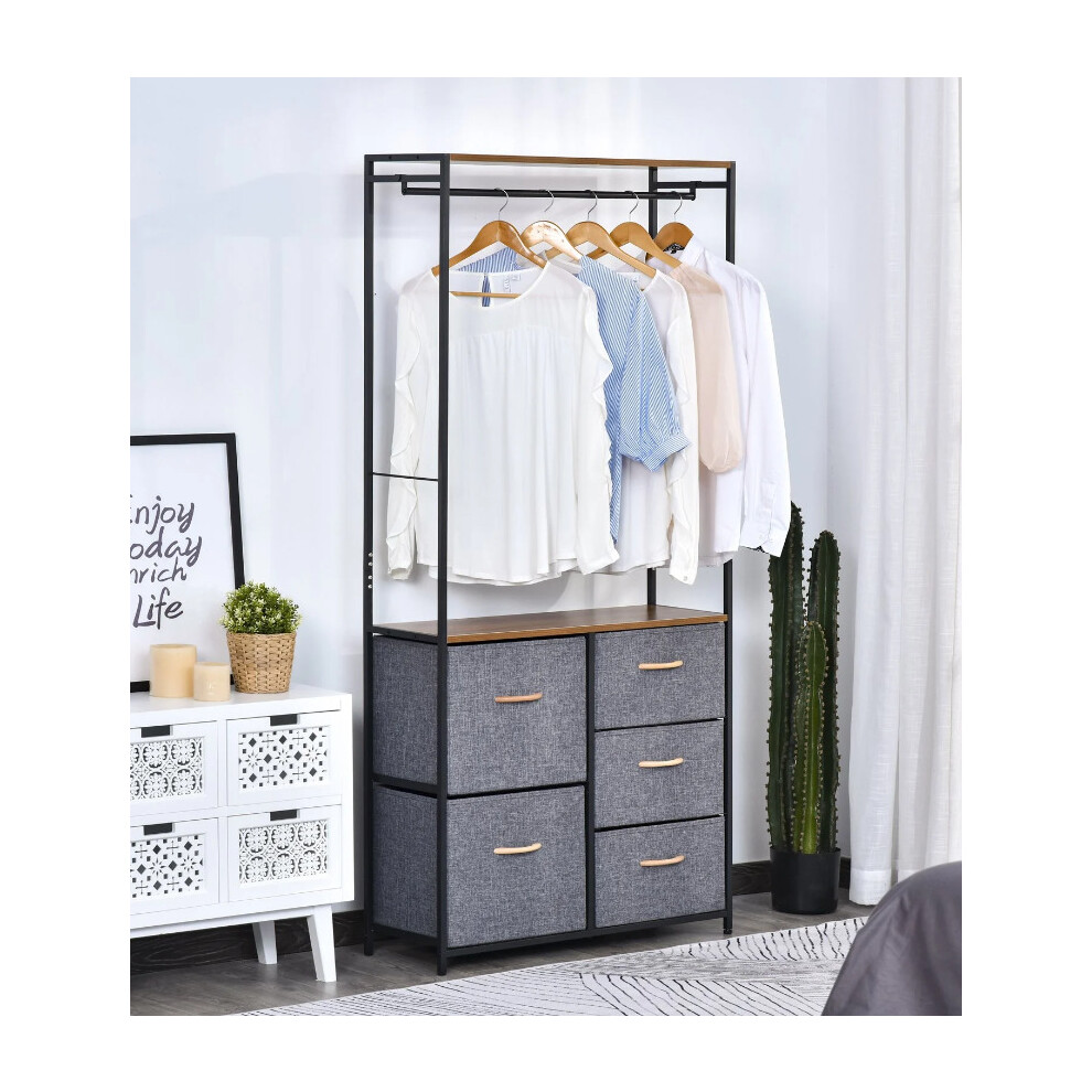 Metal Open Wardrobe Industrial Storage Cabinet Tall Clothes Hanger Coat Rack