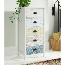 Shabby Chic Tallboy White Vintage Furniture Tall Chest Drawers Side Cabinet Unit