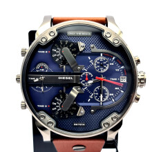 Diesel Mr Daddy 2.0 DZ7314 Grey Case, Blue Dial, Brown Leather Strap - Men's Watch