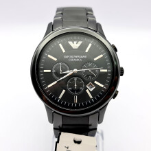 Emporio Armani AR1451 Ceramic Chronograph Men's Watch - Black Dial, Ceramic Band, 50m WR, Quartz