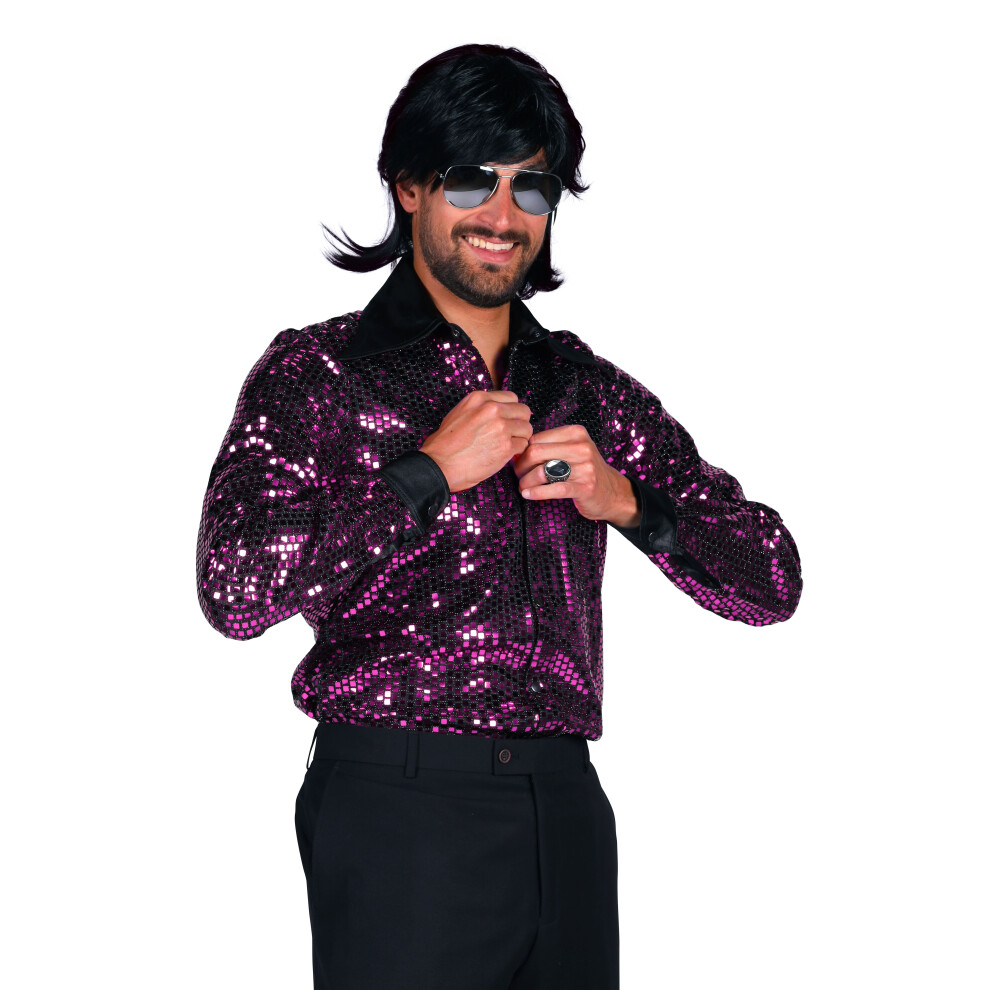 Photos - Fancy Dress  Mamma Mia Sequin 70's Disco Shirts Multicoloured(Medium 40/42, Purple Sequin )