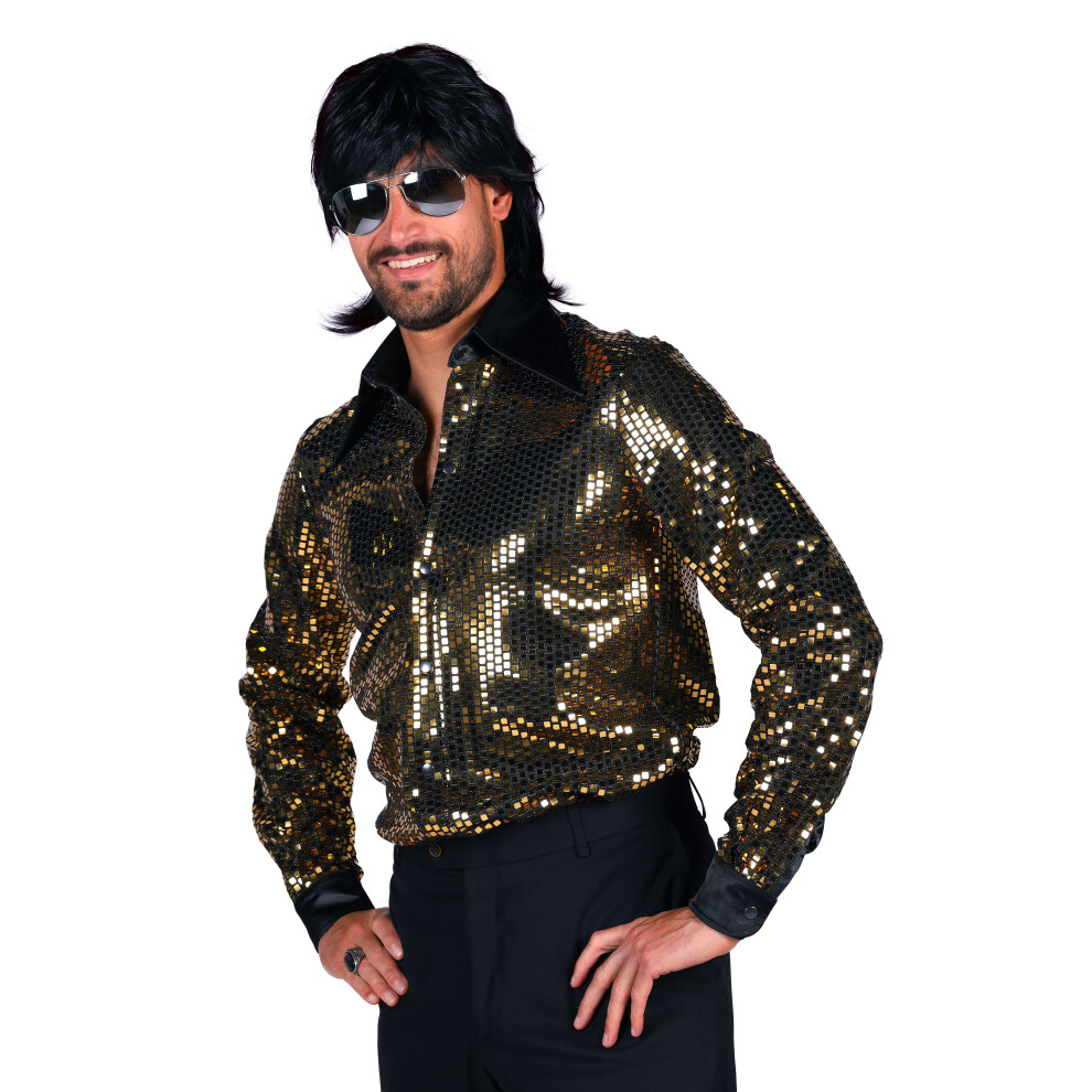 Photos - Fancy Dress  Mamma Mia Sequin 70's Disco Shirts Multicoloured(Small 38/40, Gold Sequin )