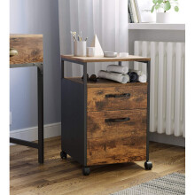 Industrial Filing Cabinet Office Storage Desk Unit Vintage Rustic Wheels Drawers