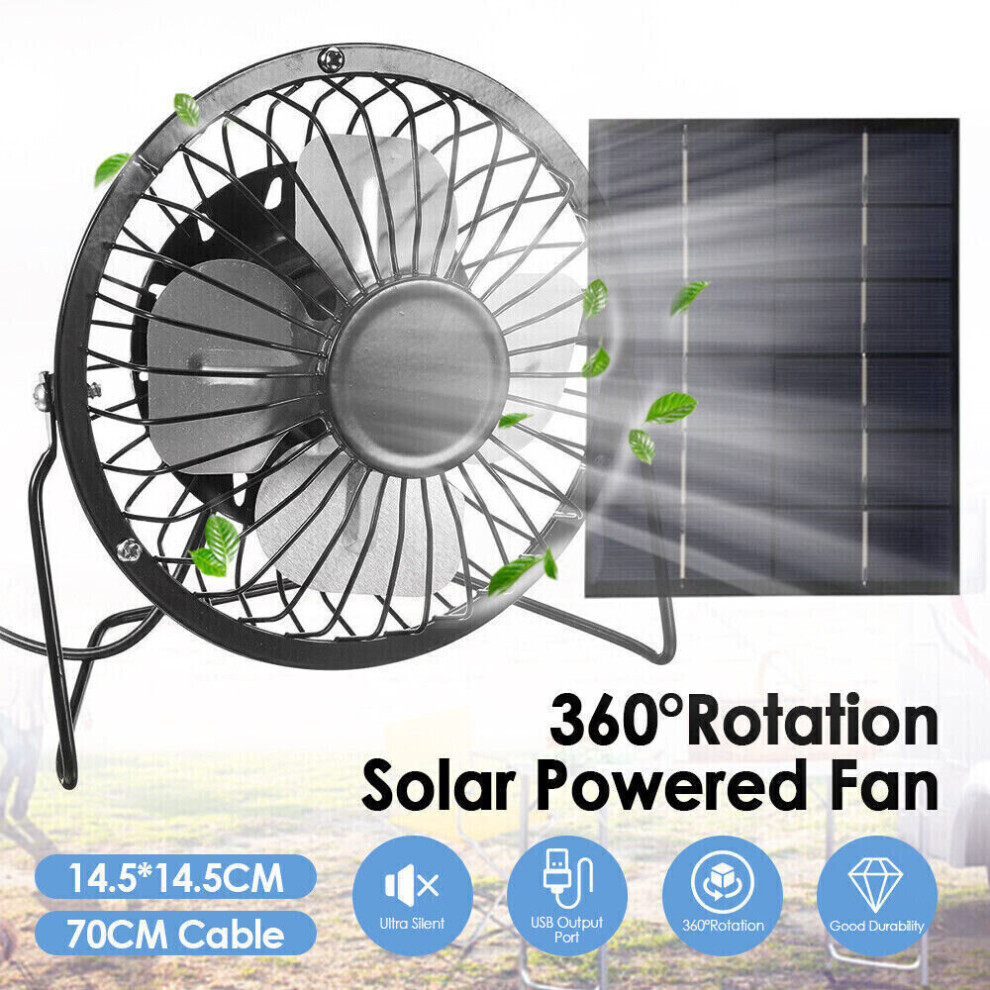 USB Solar Powered Panel Greenhouse Cooling Ventilation Ventilating Fan