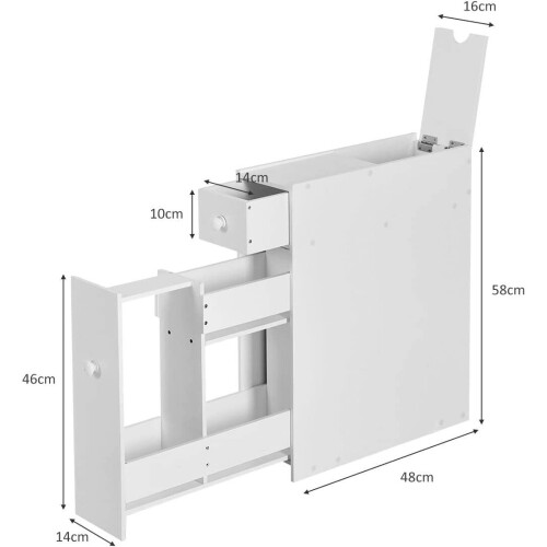 Bathroom Slim Floor Narrow Wood Storage Cupboard Toilet Drawer
