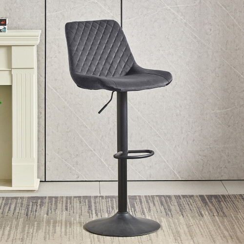 (1, GREY) 1X2X Bar Stools PU/ Velvet Breakfast Stool Chairs