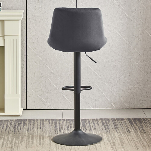 (1, GREY) 1X2X Bar Stools PU/ Velvet Breakfast Stool Chairs 1