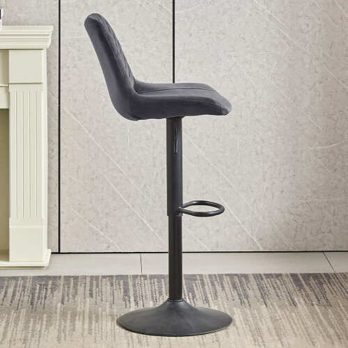 (1, GREY) 1X2X Bar Stools PU/ Velvet Breakfast Stool Chairs 2