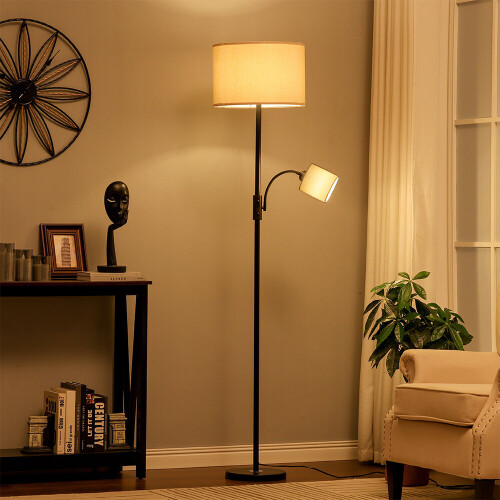 Living And Home 2 Light Floor Standing Lamp with Adjustable Head 1