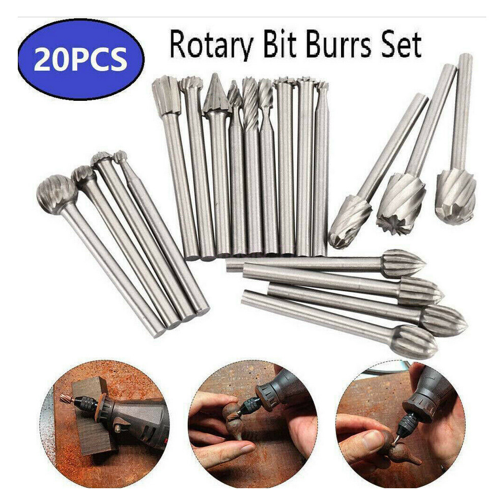 20Pcs Solid Carbide Burrs For Dremel Rotary Tool 3Mm Drill 5701510963292