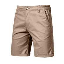(Brown, 36) Mens Solid Chino Summer Casual Half Pants Cotton Cargo Combat Slim Fit Shorts