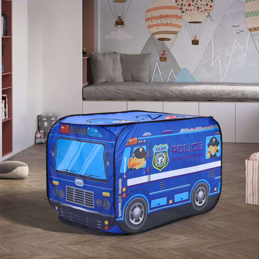 Living And Home Police Truck Foldable Tent Pop Up Kids Playhouse