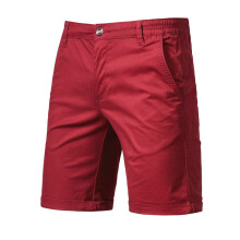 (Claret, 32) Mens Solid Chino Summer Casual Half Pants Cotton Cargo Combat Slim Fit Shorts