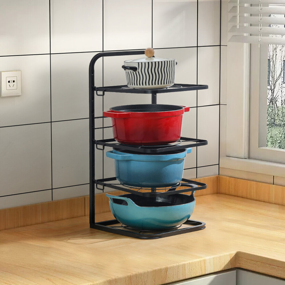 (4 Tier) Kitchen Pot Pan Racks Adjustable Cookware Holder Stand