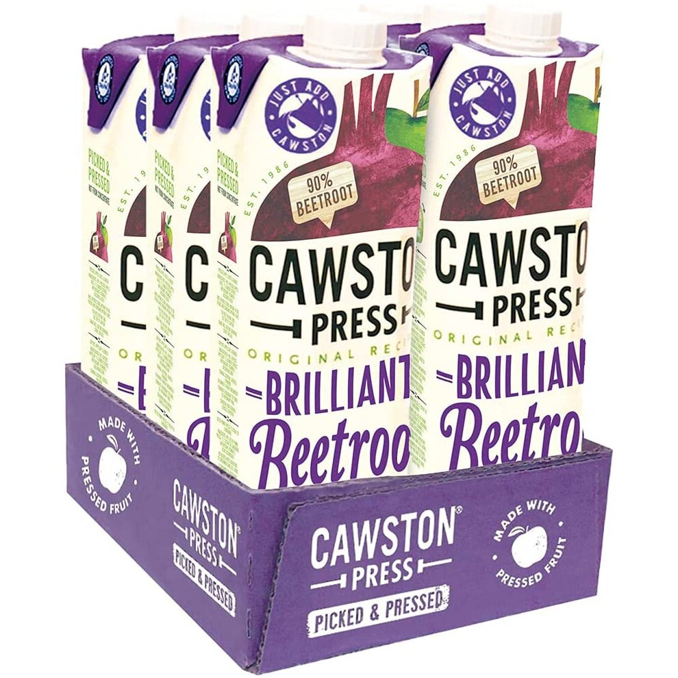 Cawston Press Pressed Juice - 1 Litre Pack of Juice Cartons All Natural Vegan No Added Sugar, (Pack of 6)