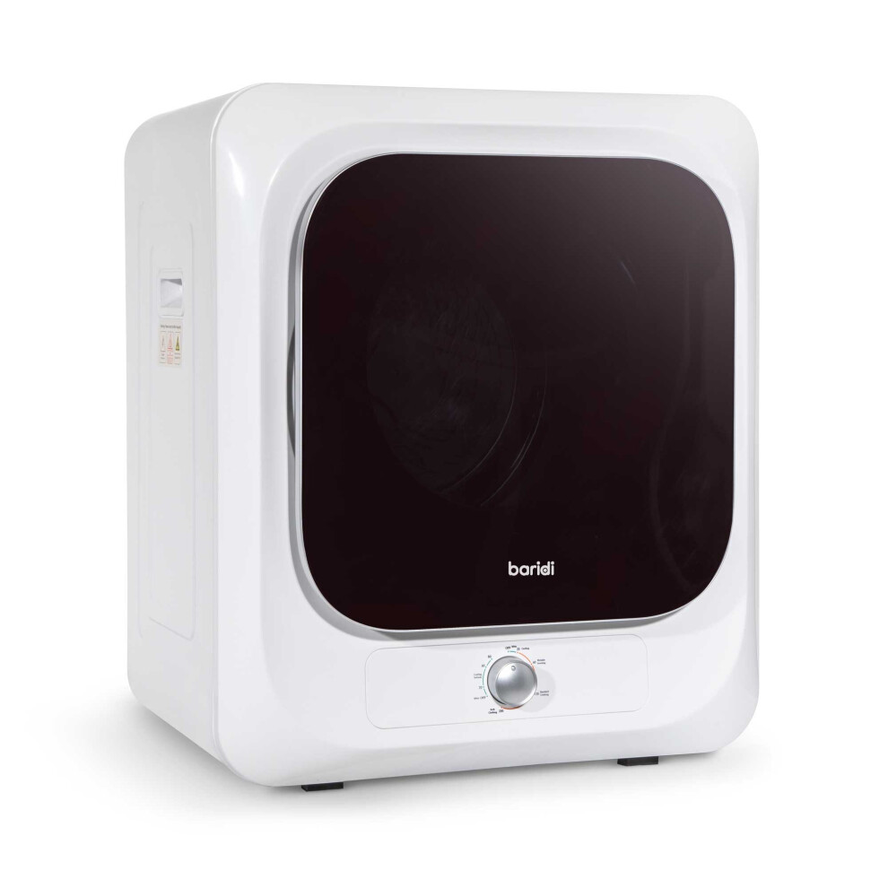 Baridi Small Tumble Dryer, Portable, 2.5kg, Vented, Perfect for Counter Top or Wall Mounted Use with Mechanical Controls, Spin Dryer - DH192