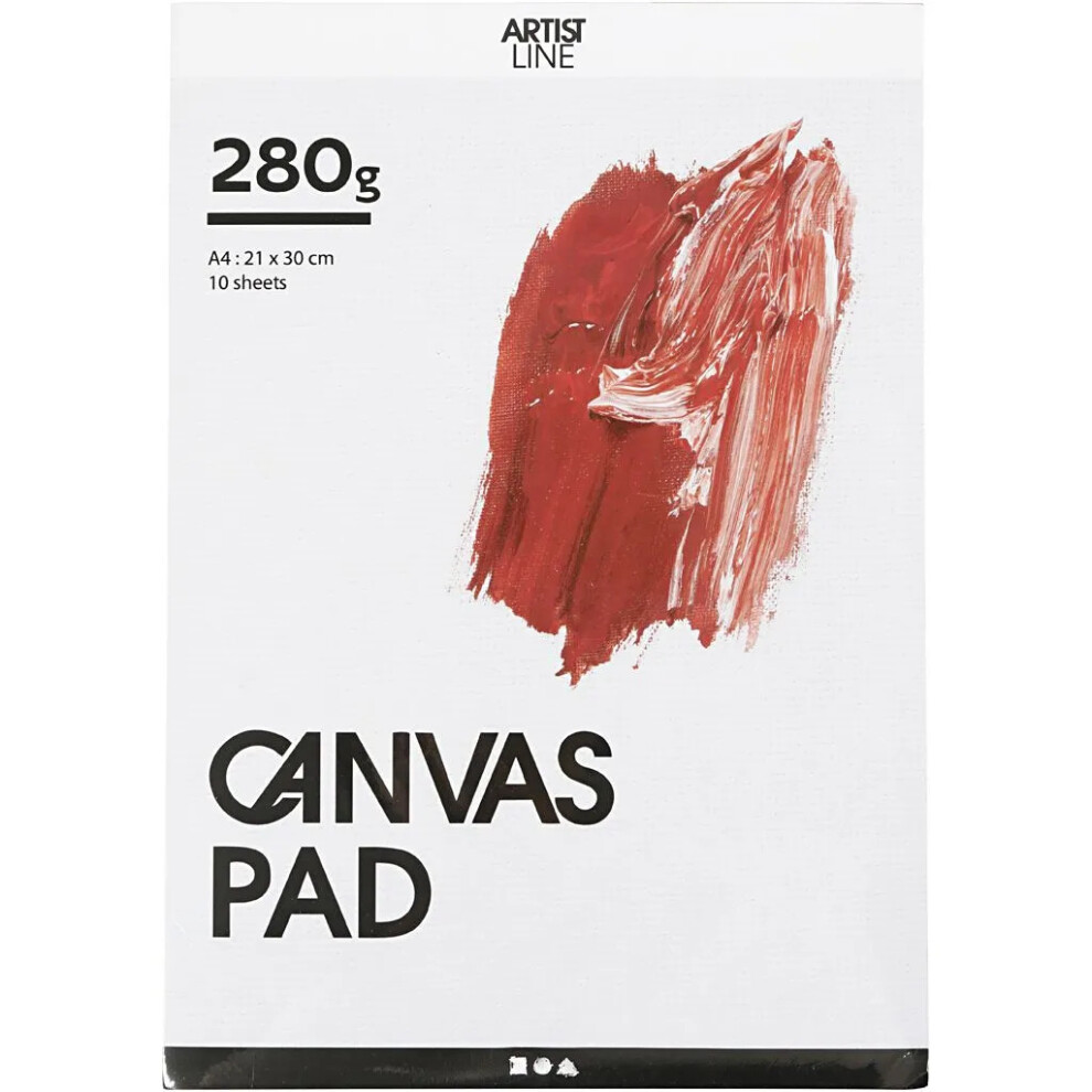 A4 Canvas Paper Pad 280gsm Primed Block Oil & Acrylic Painting 10 Sheets 25753