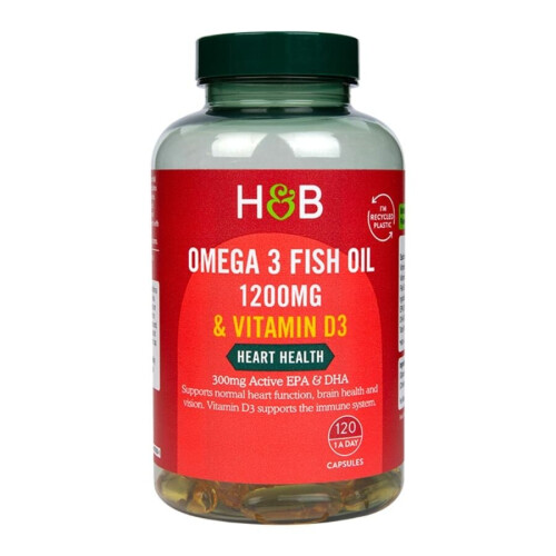 H&B Omega 3 1200mg Plus Omega Plus D3 Capsules 120's