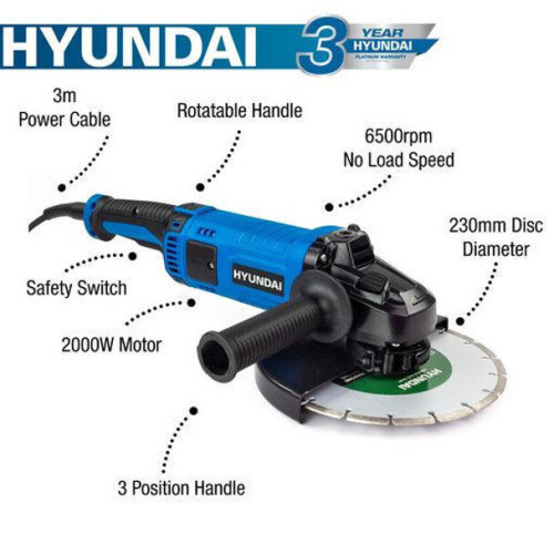 Hyundai Hyundai HYAG2000E   2000W Electric Angle Grinder 1