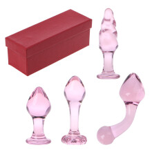 (5) 4 Types Set Crystal Glass Anal Plug New Top Unique Design Sex Toy Adult Products