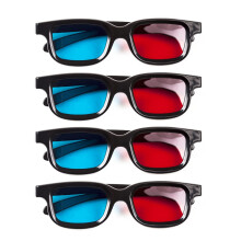 4pcs Red and Blue Anaglyph 3D Vision Glasses for TV, Movie, Game