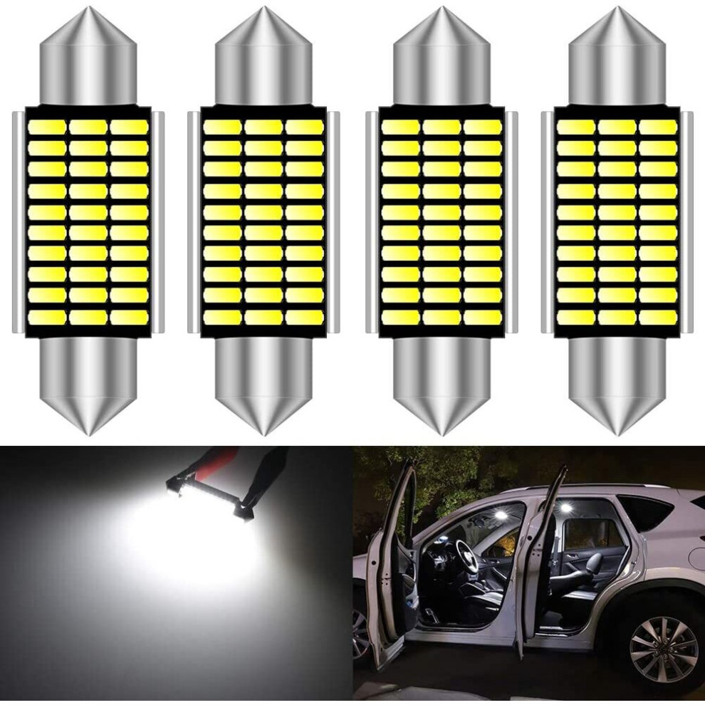 4Pcs 1.54" 39Mm 3014 Chipset Canbus No Error 30Smd Led Bulb Interior Light 9413633943940