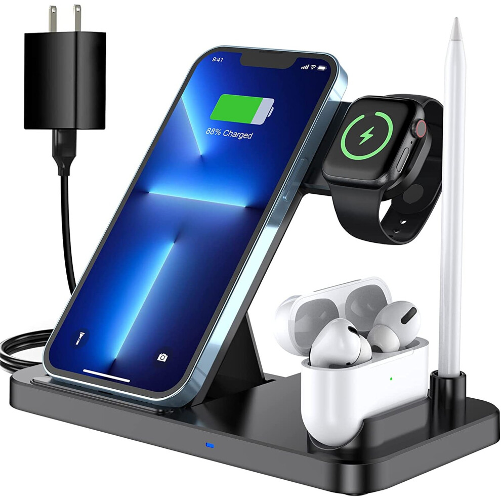 Wireless Charger, 4 In 1 Foldable Fast Charging Station Compatible With Iwatch & Airpods & Apple Pencil 9413633944237