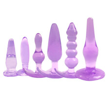 (Purple) 6Pcs/Set Dildo Probe Plug Insert Butt Pluck Prostate Massager for Couples Sex Game Toys Beginner Kit