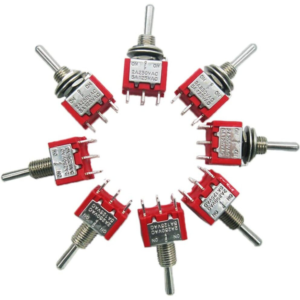 Pack Of 10 Miniature Toggle Switches Dpdt On/Off/On 6 Terminals 3 Positions 5A 125V 2A 250V For Car Dashboard Mts-203 9413633944657