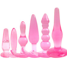 (Pink) 6Pcs/Set Dildo Probe Plug Insert Butt Pluck Prostate Massager for Couples Sex Game Toys Beginner Kit