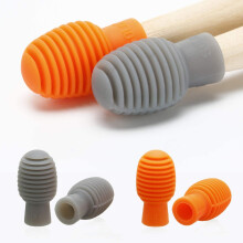 Set of 4 Drum Kit Silent Drum Damper Silicone Drumsticks Silent Practice Tips Percussion Instrument Accessories - Orange and Gray