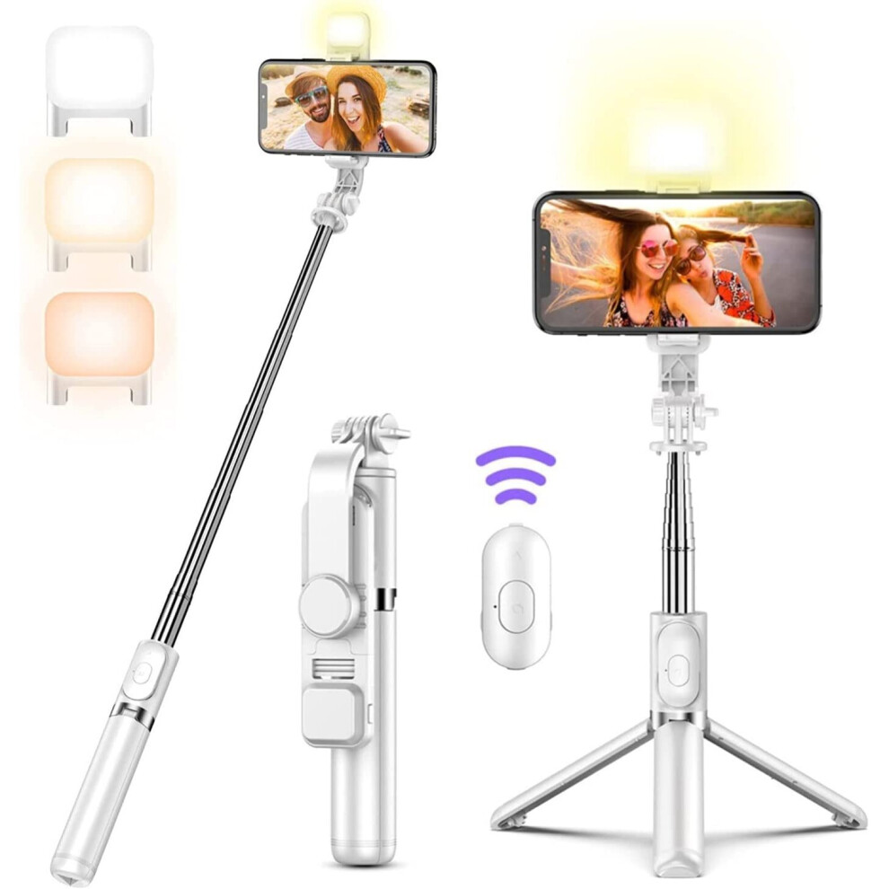 Selfie Stick Tripod With Fill Extendable Weight Bluetooth Selfie Stick - Light/White 9413633944343