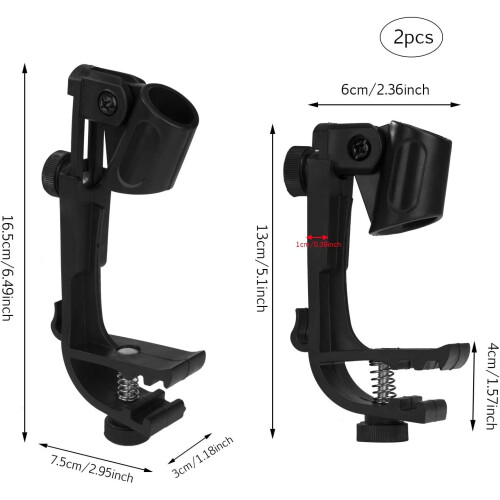 Drum Mic Clip Adjustable Plastic Shockproof Drum Mic Stand Utility Edge Mount Clip Holder 1 Pair (Black) 2