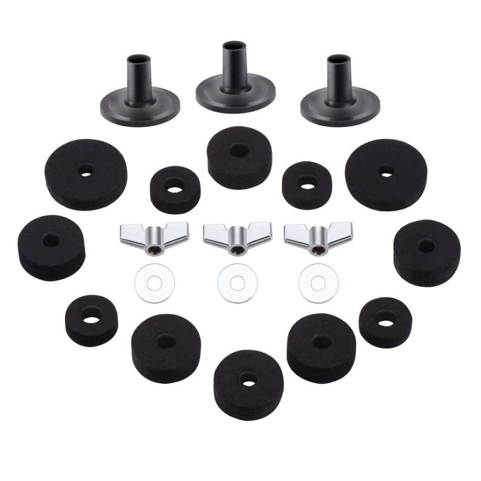 21-Pack Cymbal Replacement Accessories Cymbal Felt Hi-Hat Clutch Felt Cymbal Cover - Black