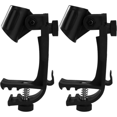 Drum Mic Clip Adjustable Plastic Shockproof Drum Mic Stand Utility Edge Mount Clip Holder 1 Pair (Black)