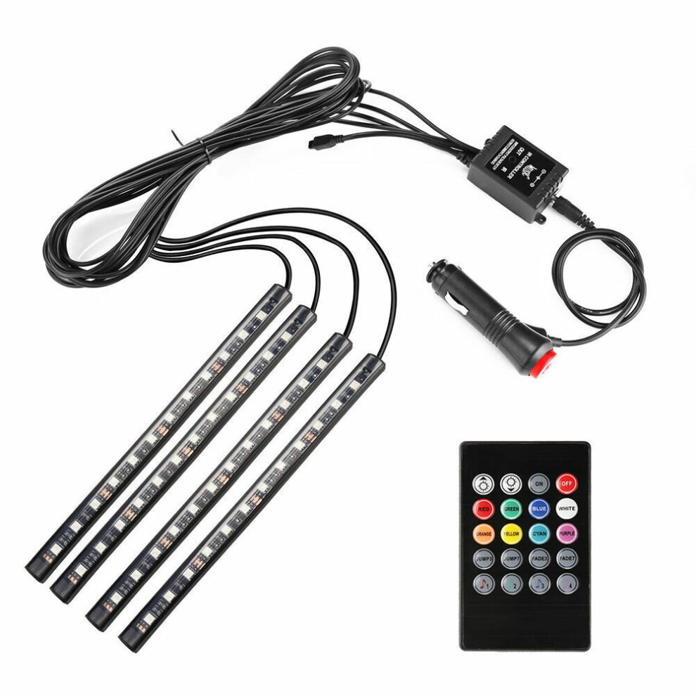 Car Led Bar, Dc 12V Multicolor Car Interior Music Led With Voice Control And Wireless Remote Control (Remote Control - 48Led) Light 9413633943964