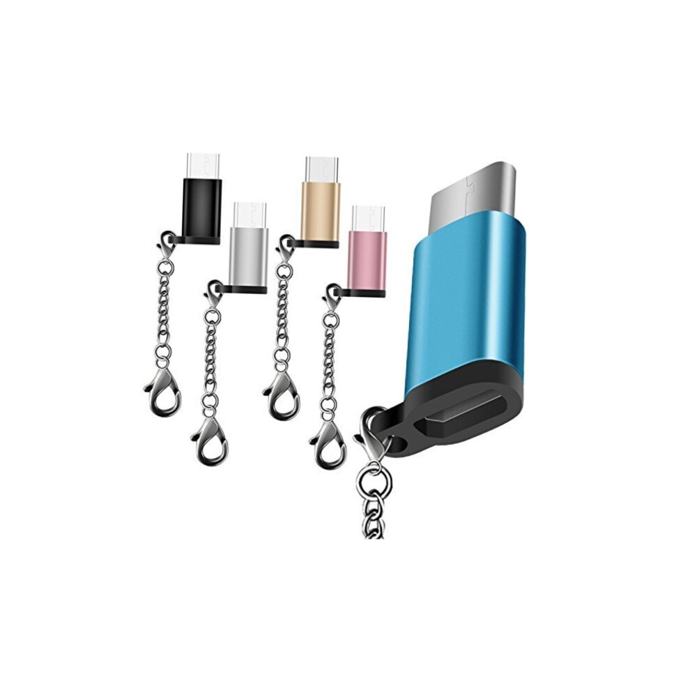 5 Pack USB Type C Adapter with 5 Colors, USB C to Micro USB Converter Connector Fast Charger with Keychain