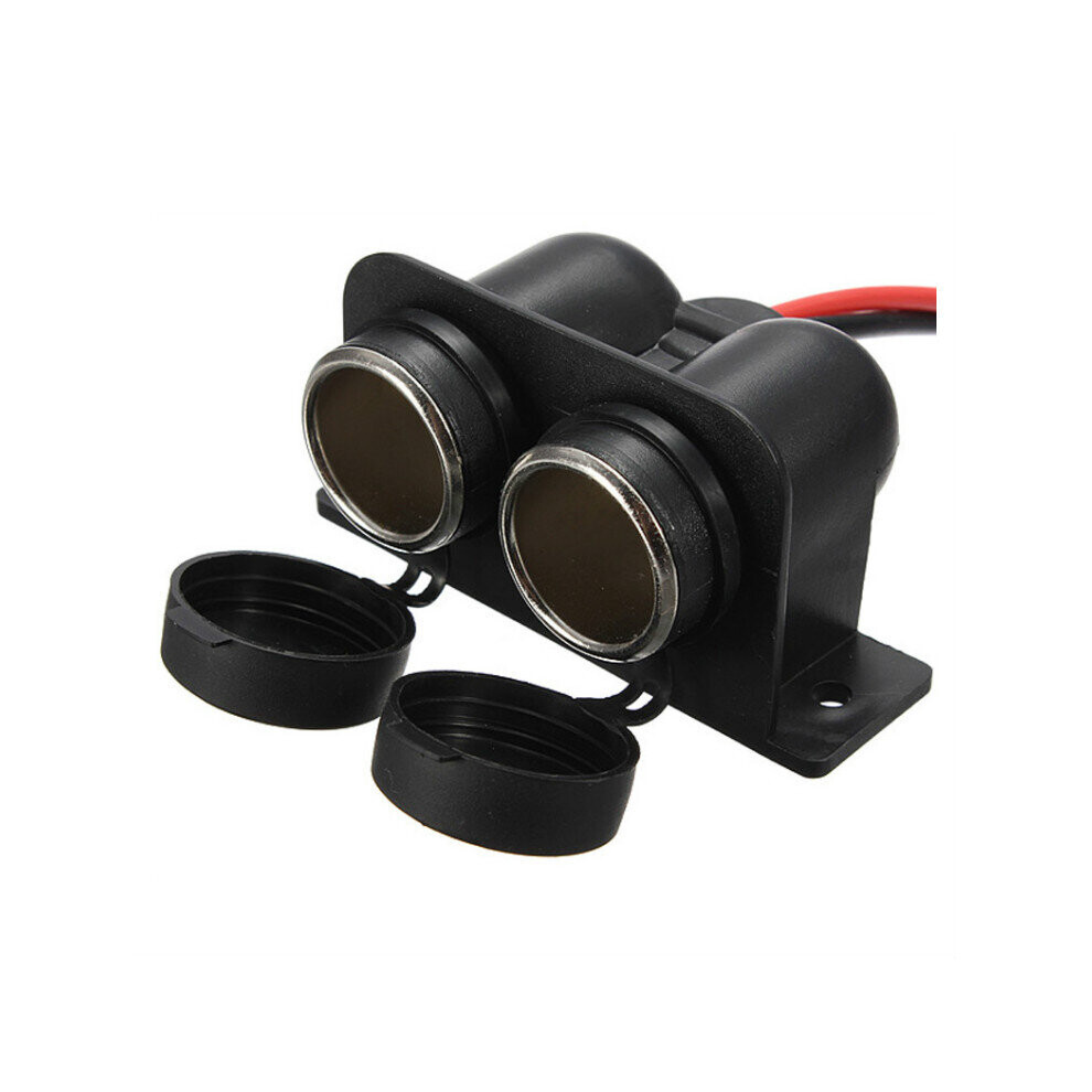 2 Way Waterproof Motorcycle Cigarette Lighter Power Adapter Socket 12V Black
