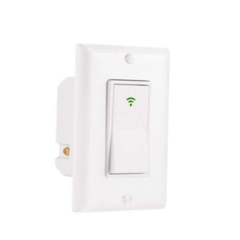 Smart Wall Switch Single Pole 10 Amp WiFi/Voice/Key, Neutral Wire Required, 2.4 Ghz WiFi, Smart Living Wireless Remote White