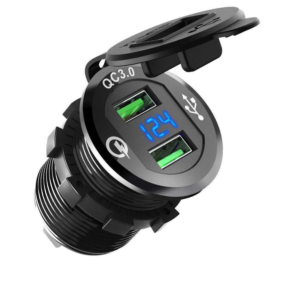 1 Pack 12 Volt Dual USB Charger Outlet for Car Boat RV RZR Boat ATV Bus Truck