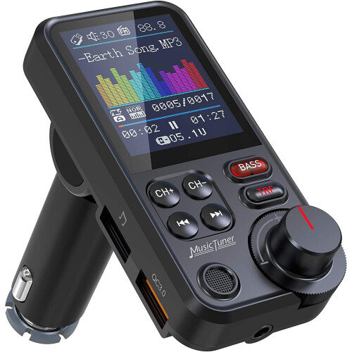 Car Bluetooth Transmitter, 1.8 Inch Color Screen Bluetooth Car Radio Adapter