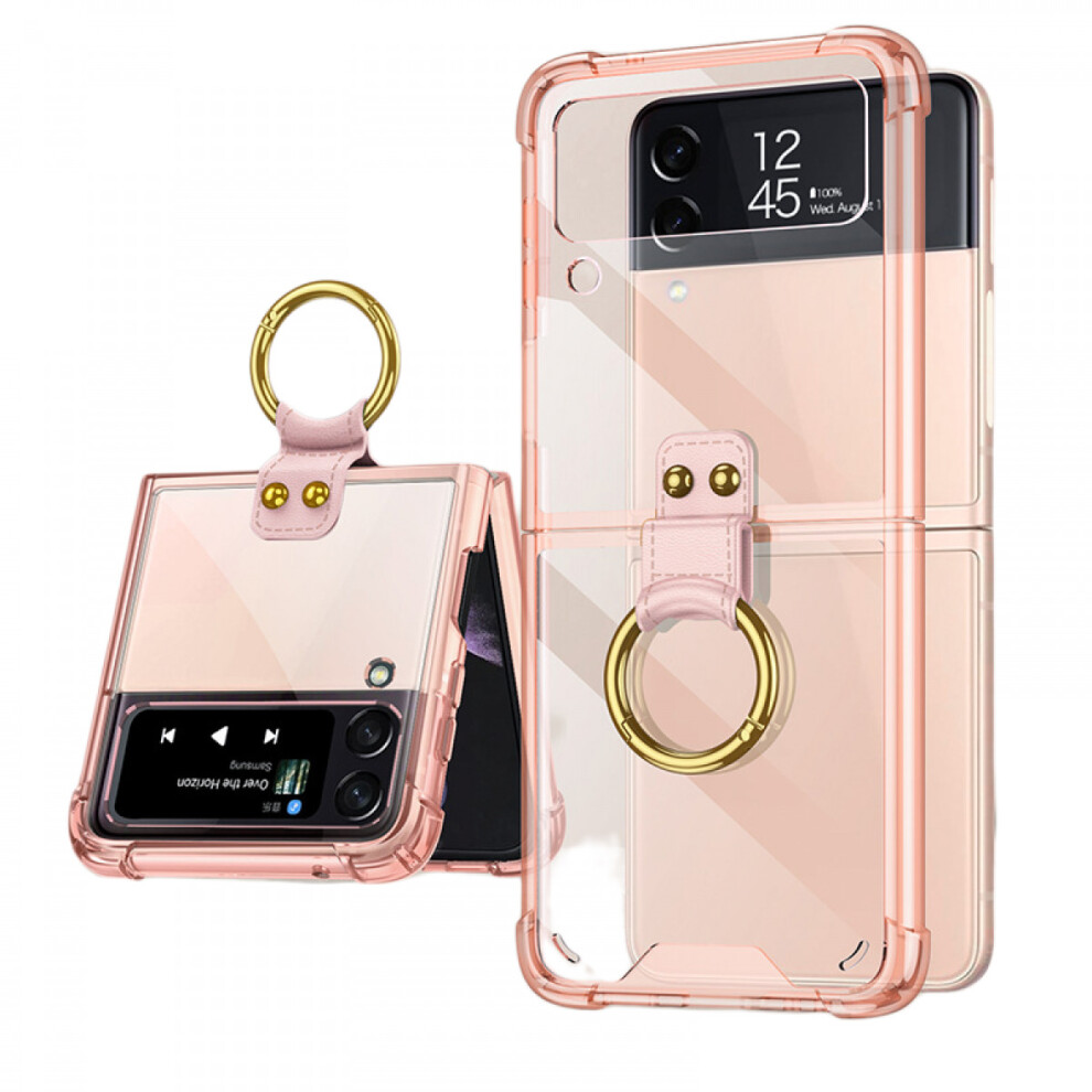 For Galaxy Z Flip 4 Case with Protection Clear Samsung Flip 4 Case with Kickstand Protective Cover?Pink?