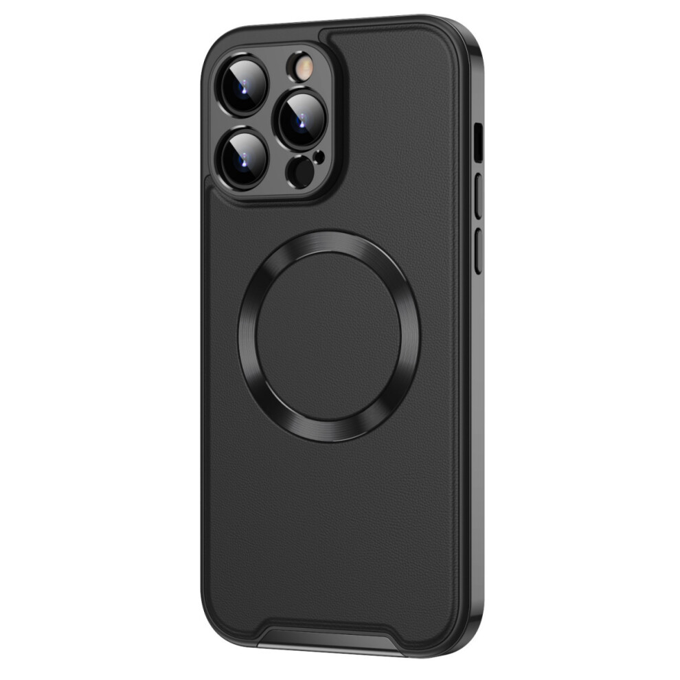 Compatible with iPhone 14 Pro Max Case Protective Leather Cover TPU Shockproof Leather Luxury Case?Black?